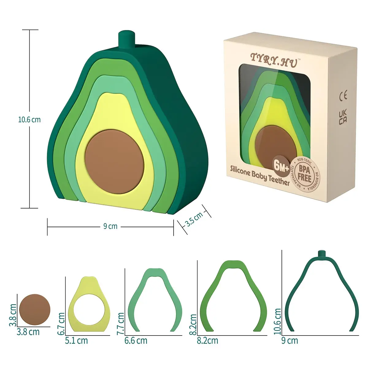 
Montessori Avocado Stacking Game Learning Toys Silicone Avocado Building Blocks Silicone Toy Set 