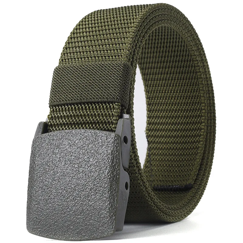 Factory Wholesale High Quality Plastic Buckle 3.8cm Canvas Custom logo Men Fabric Belt
