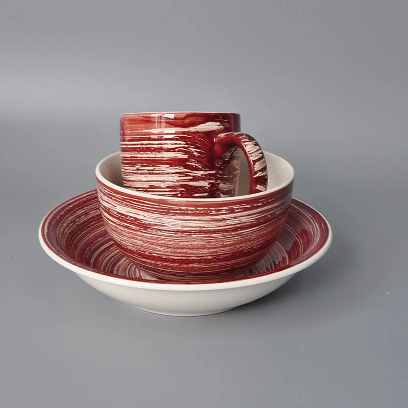 wholesale 16pcs tree bark glaze ceramic dinnerware sets for Australia for supermarket