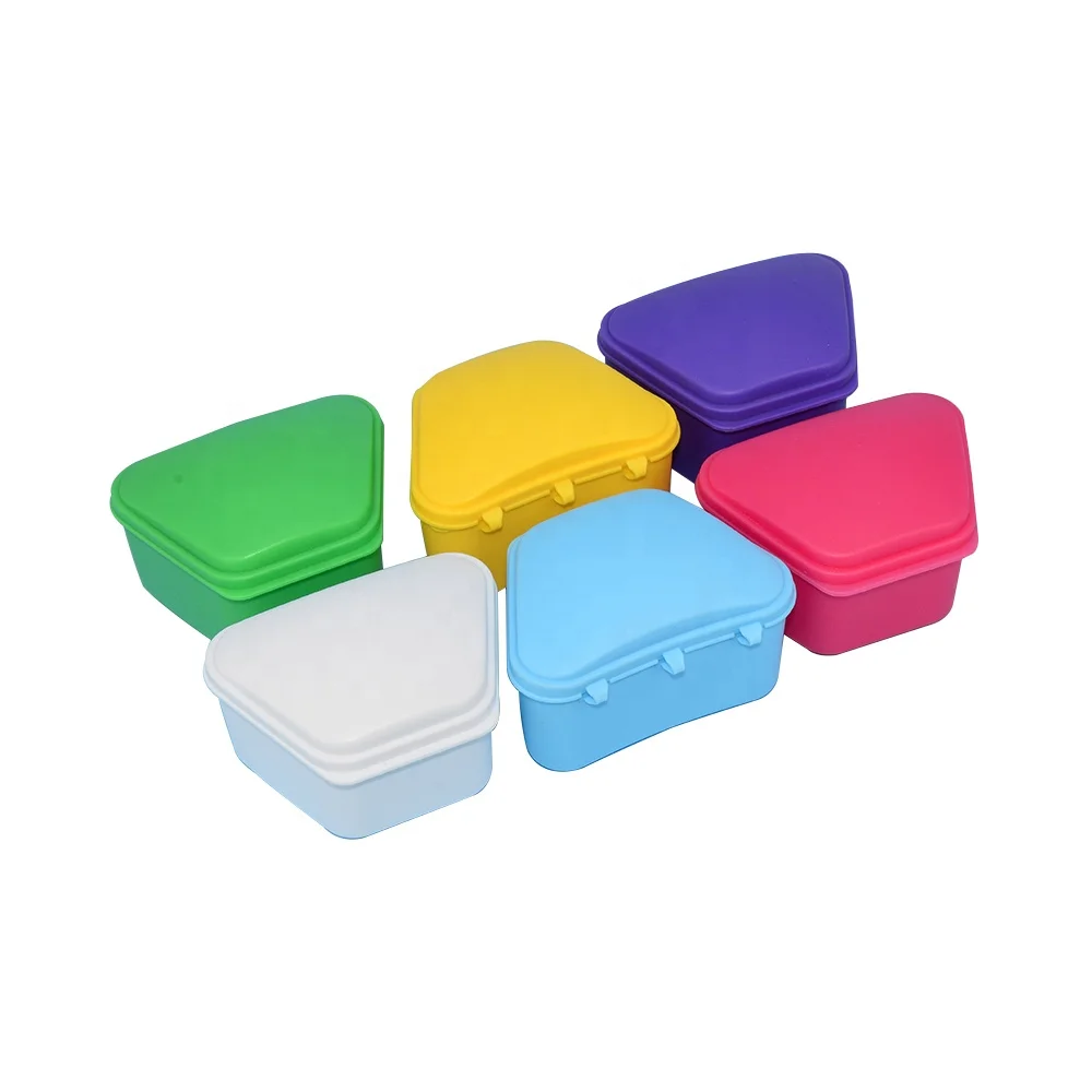 Custom plastic orthodontic denture cleaner box denture bath case uv denture case with mirror and basket