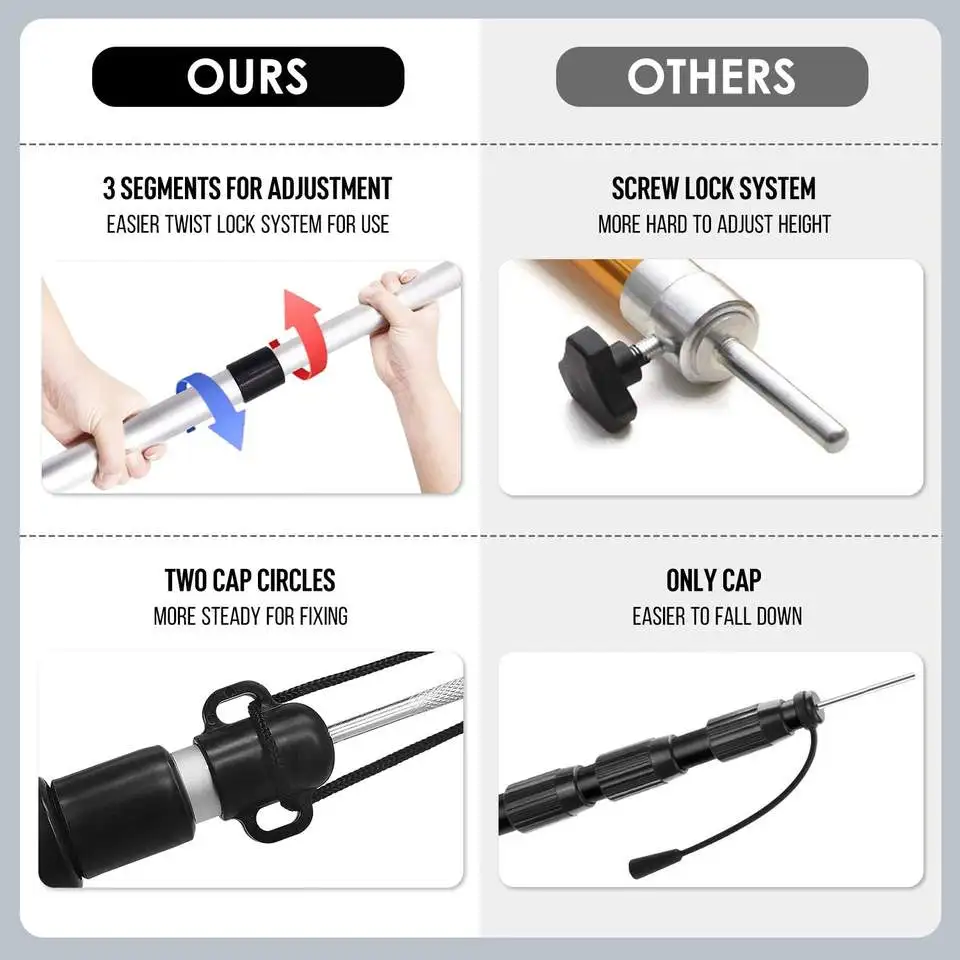 Thicken Aluminum Alloy Tarp Pole Adjustable Tent Support Rods Beach Shelter Tarp Awning Pole Poles for Camping Hiking Tent