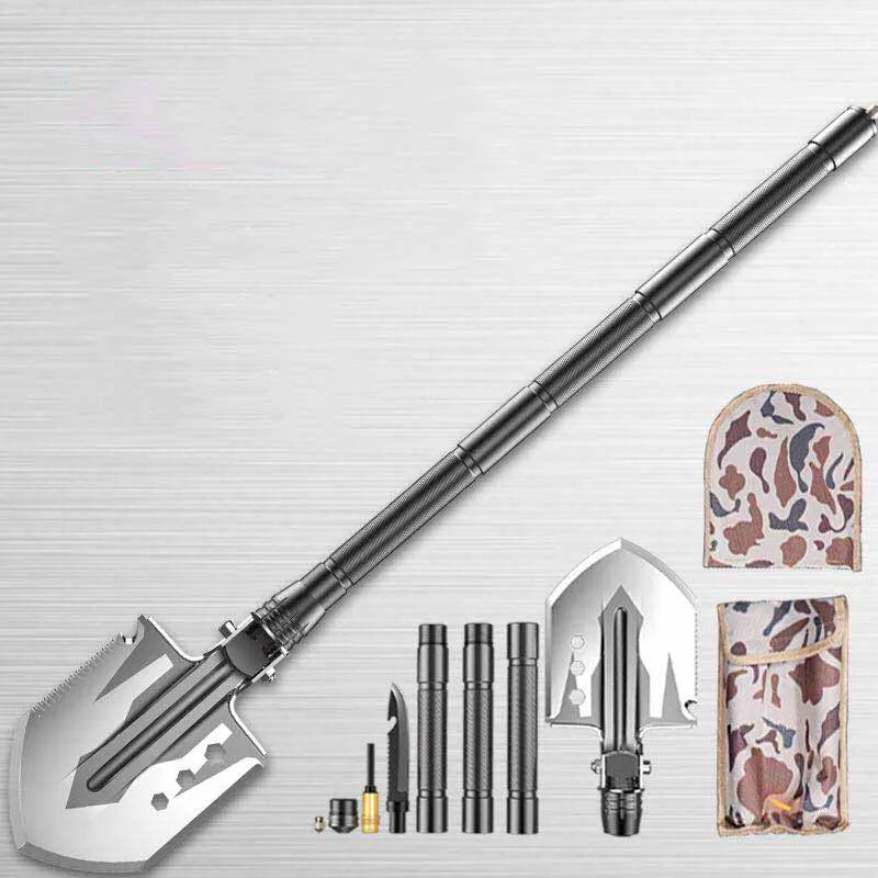 Professional shovel folding 30 in 1 outdoor camping survival multi functional shovel with compass