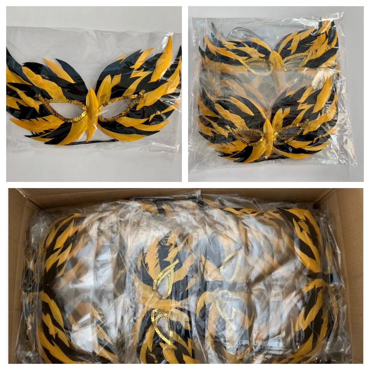 Funny Costume Cosplay Venetian Carnival Masquerade Mask Black Ostrich Feather Party Mask for Party Supply Halloween Xmas Decor