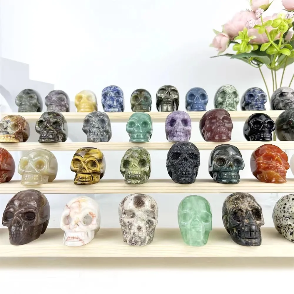 Wholesale Natural stone crystal gemstone crystal craft crystals carving big skull healing stones for home decor