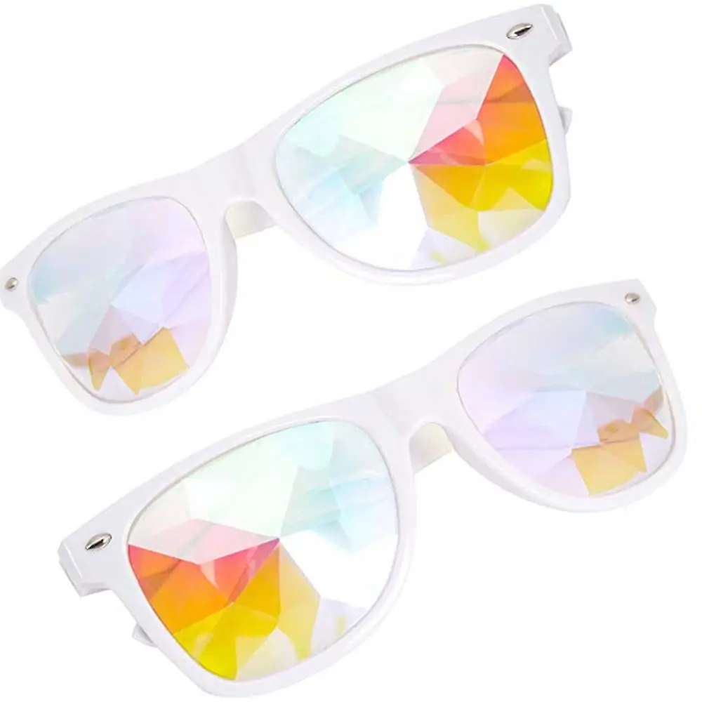 Festivals Kaleidoscope Rainbow Sunglasses, Prism Sunglasses Crystal Lenses Rave Festival Party EDM Sunglasses
