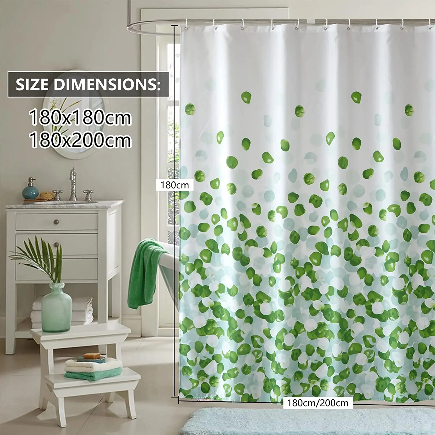 Misty Forest Shower rod Curtains Natural Woodland Modern National Bathroom Curtain Waterproof Bathing Cover with Hoops