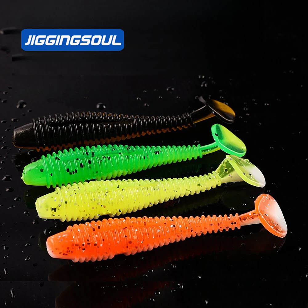 jiggingsoul-SL101-Soft plastics Lure Worms Soft Rubber Fish Lure The odor of shrimp Silicone Baits Arrival Worms Rubber