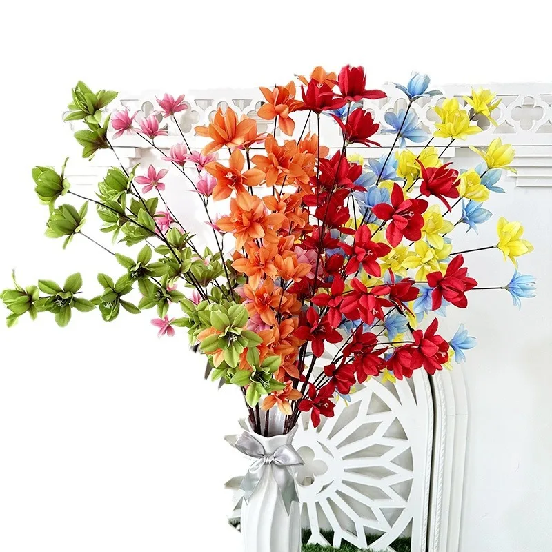 Artificial Flowers Simulation New Flame Orchid Wedding Bouquet Indoor Desktop Decoration Home