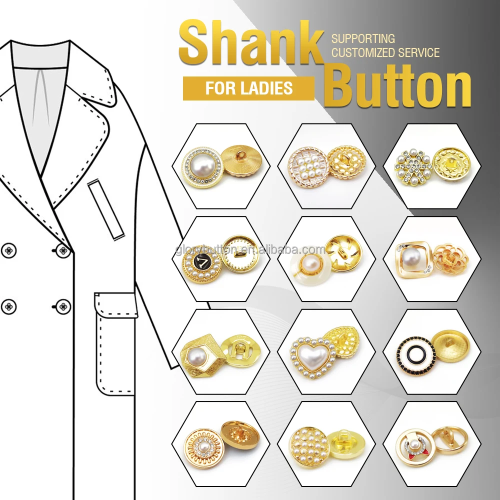 Exquisite button silver women ladies pearl custom coat metal shank buttons zinc alloy shank button for clothes