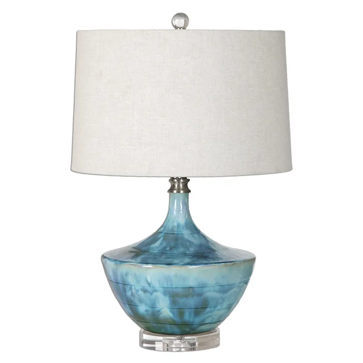 JLT-8101 classic blue finish Chinese ceramic table lamp light for living room