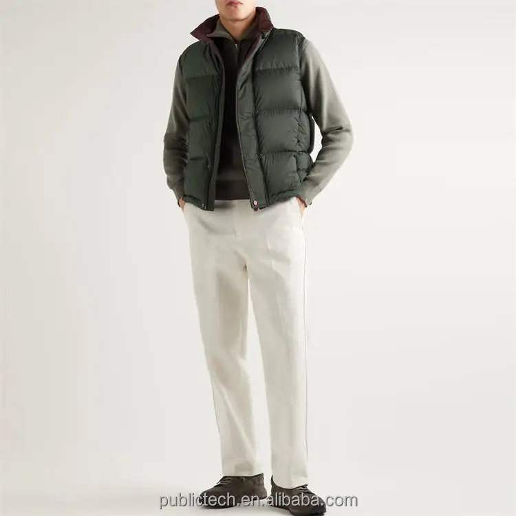 OEM Custom Funnel Neck Windbreaker Bubble Padded Puffer Down Vest For Men