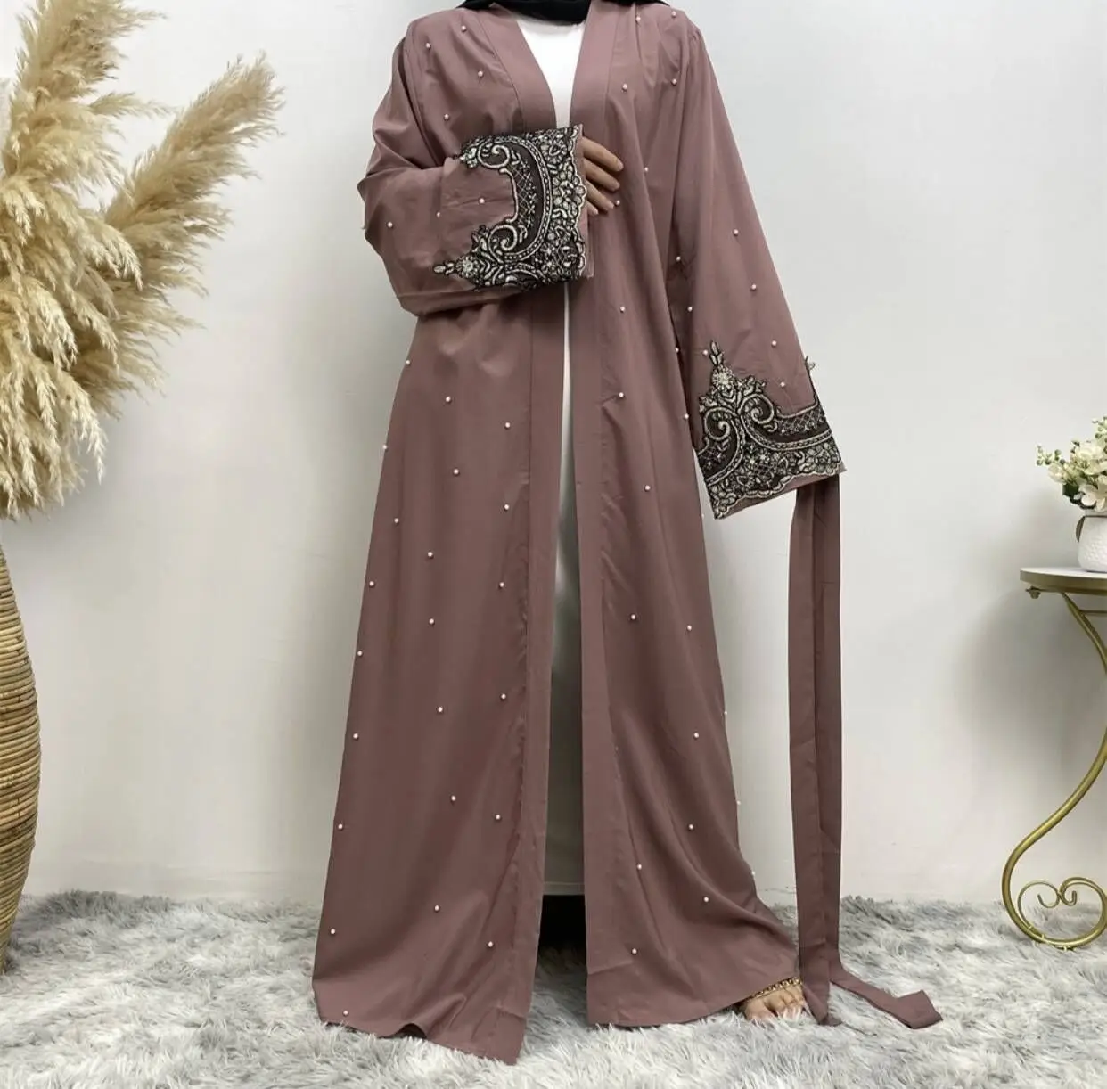 Luxury Islamic Clothing Plus Size Lace Up Muslim Dress Fashion Abaya Muslim Women Islamic Hijab abaya dubai muslim dresses