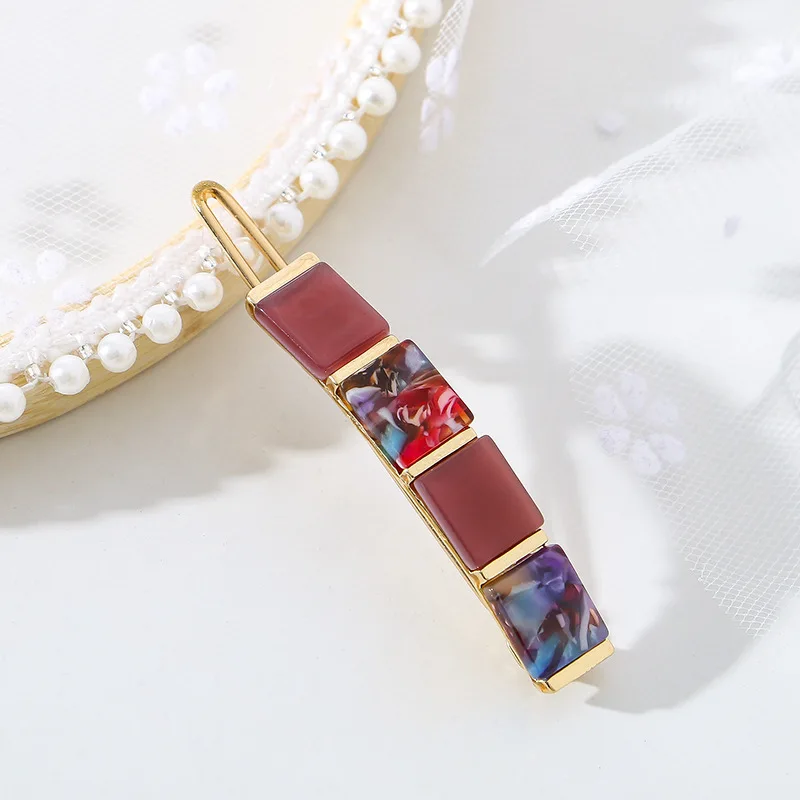 
Genya Trendy Side Clip Acetic Acid Hairpin Geometric Shape Fringe Hair Clip For Ladies 