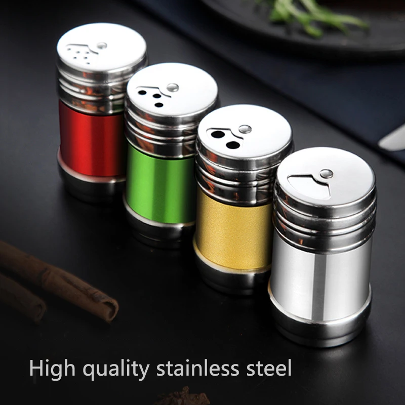 Hot Sale Empty Stainless Steel Spice Jar Set Powder Containers Pepper Salt Bottles Set With Lid