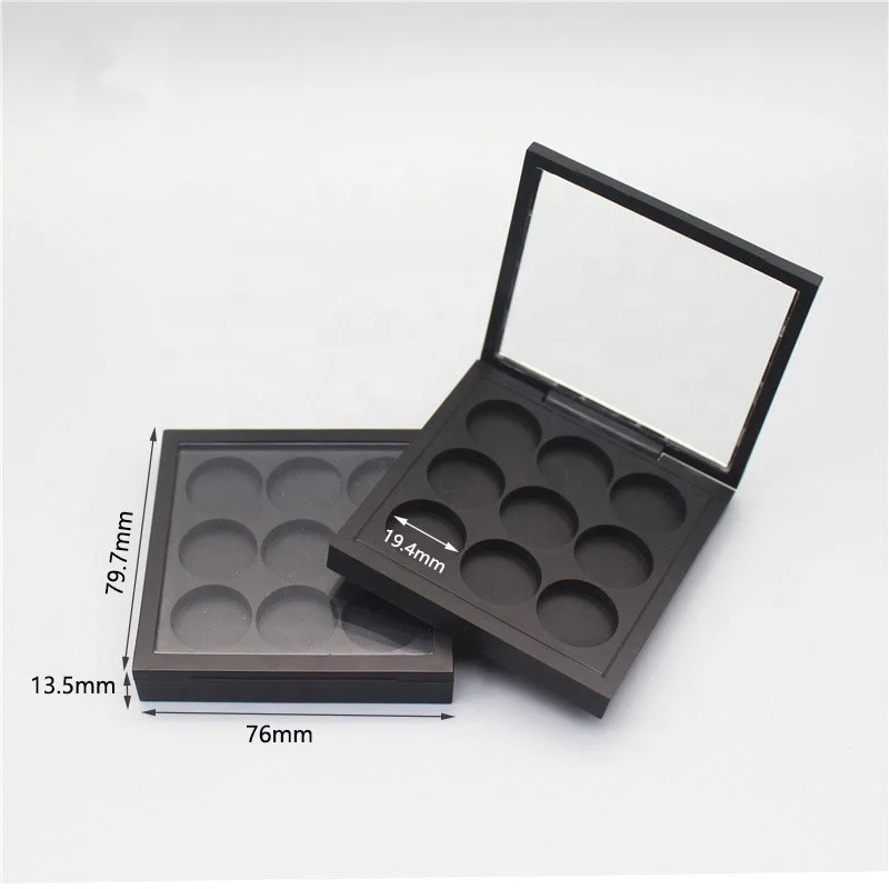 LZ Pack Stock 100pcs Square 19mm Pan Magnetic Closure Matte Black Blusher Powder Customize High Pigmented Eyeshadow Palette Case