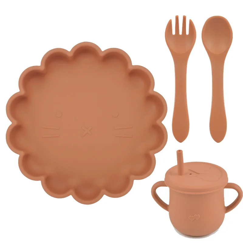 Wholesale Bpa Free Silicone Baby Product Plates Baby Feeding Set With Spoon And Fork