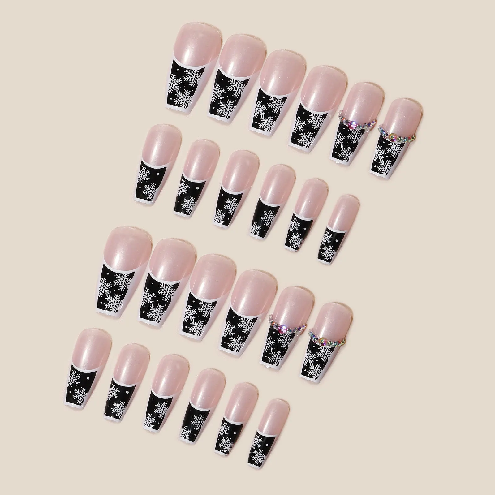 Wholesale Nail Colorful Christmas Snow Series Nail Snow Set Wear False Nail Tips