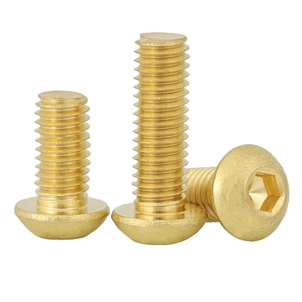 Socket Button Head Cap Screws Brass 12.9 Steel M2.5 M7 Hexagon Socket M5X12Mm M3 M8 2-56 X 1/8' 3Mm Button Head Screws