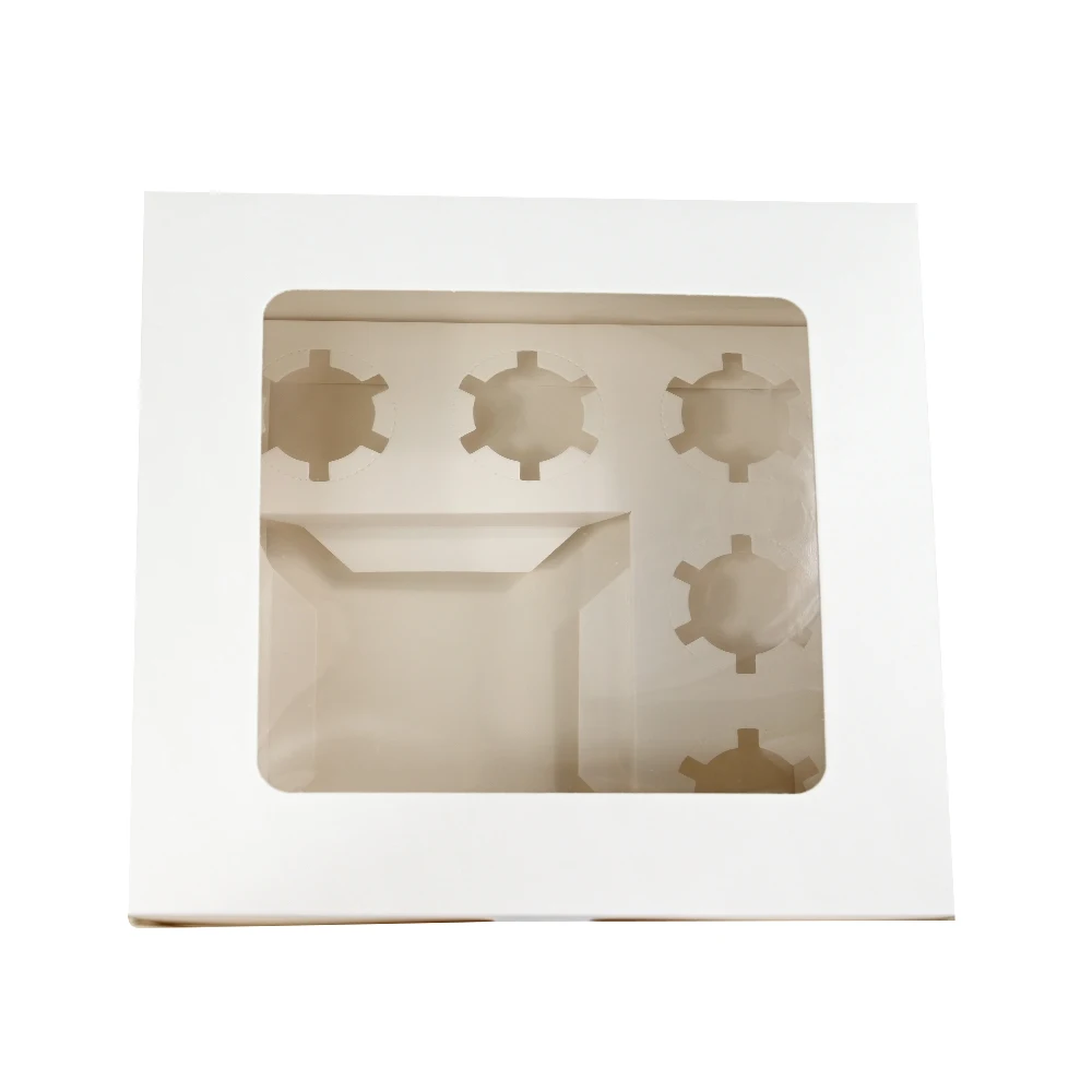 XJH Clear Bento Cake Lunch Box Clear Bento Cake Box with 5 Cupcake Insert Bento Plus 5 Cupcake Box
