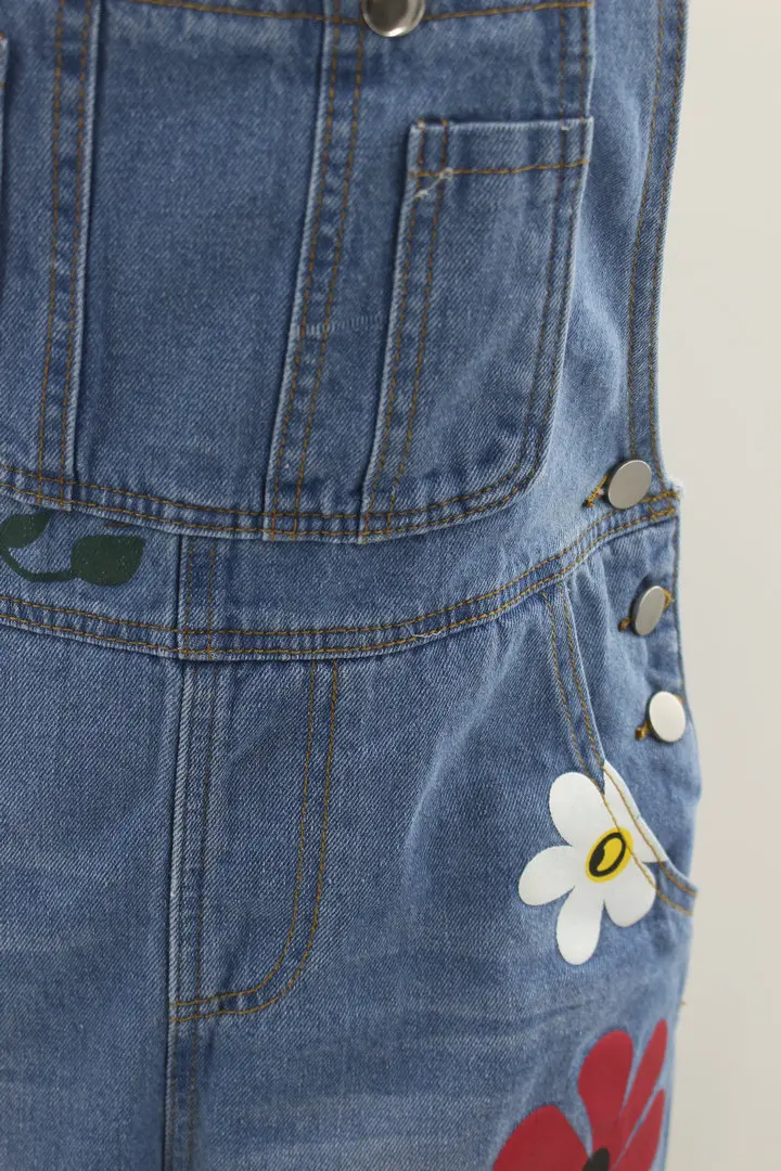 Женские джинсовые комбинезоны моющиеся короткие со средней талией и принтом маргариток в европейском американском стиле лето 2022