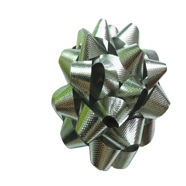 metallic star ribbon bow gift package