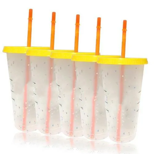 Drinkware 710ml Straw Cup With Lid Color Changing Coffee Reusable Cups Plastic Tumbler Matte Finish MugMugs