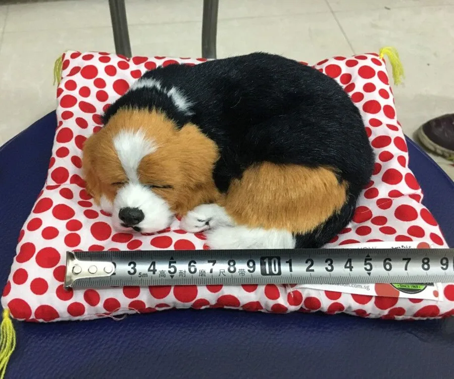 Realistic Breathing Dogs Sleeping Christmas Toy Small Dog in Bed Sleeping Realistic Furry Animal Puppy Christmas