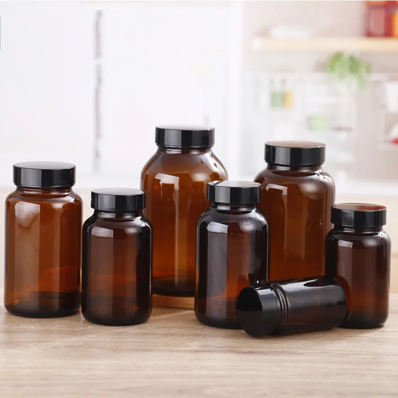 60ml 80ml 100ml 120ml 150ml 200ml OEM frosted color wide mouth vitamin glass bottles for pill tablet glass medicine bottle