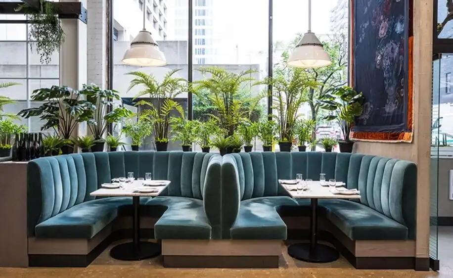 RF-165 High End Restaurant Cafe Shop Chair Tables Set Green Color Dining Furniture