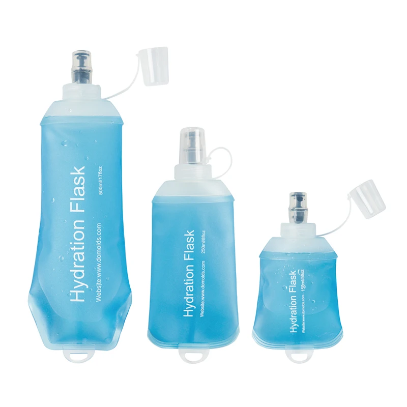 Ready to ship 500ml 250ml 150ml running water bottle soft TPU flask soft kettle foldable collapsible bottle hydration flask