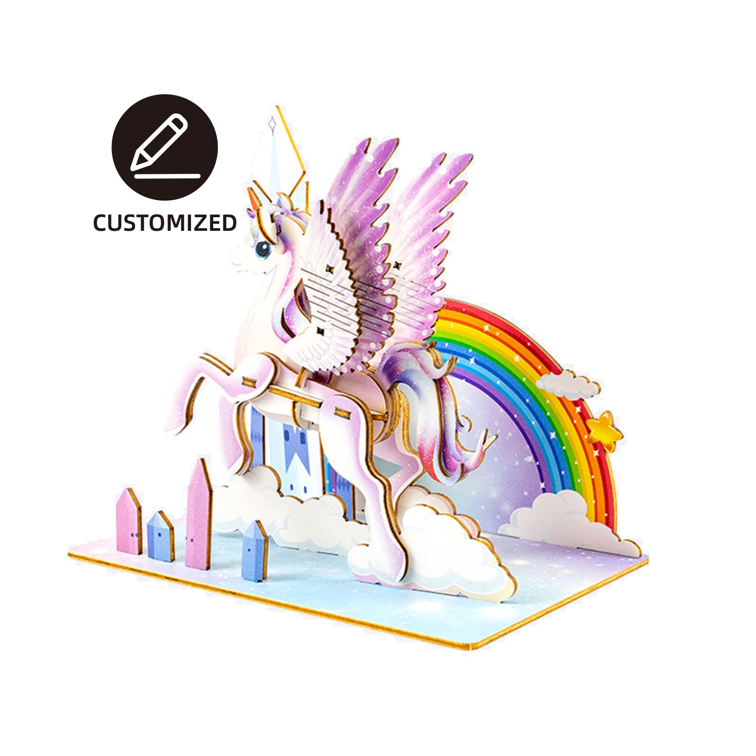 Custom Design Team Wooden 3d Puzzle UV Print Wooden Models Building Postcards Kits DIY Wooden Puzzles Stem Toys