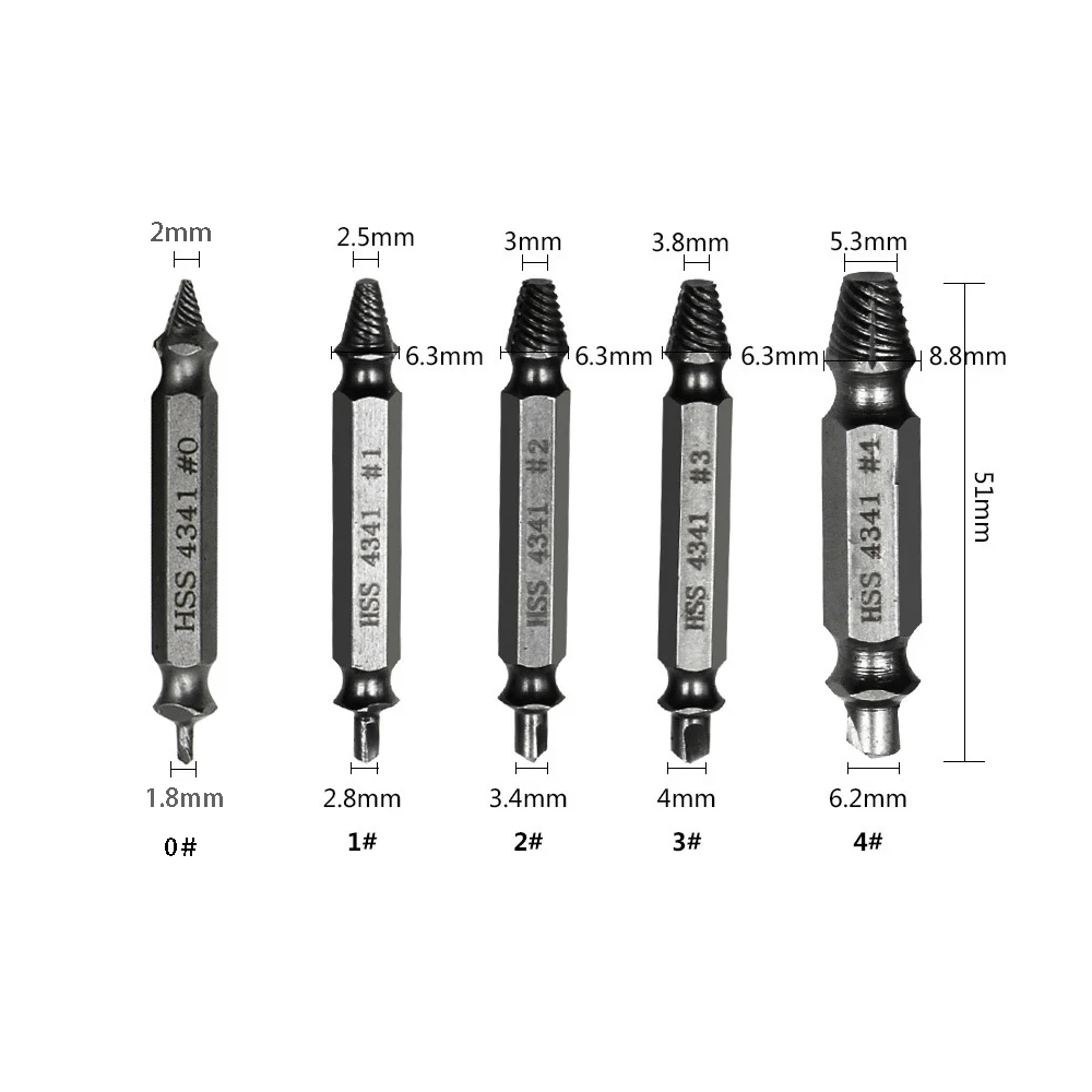 5pc Damaged Screw Extractor Drill Bit Guide Broken Bolt Stud Stripped Screw Remover Tool for Screw