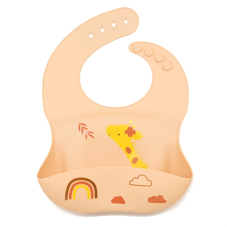 New Animal Print Wholesale Waterproof Meal Feed Drool Silicone Baby Bib