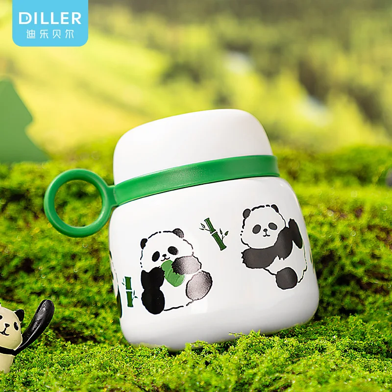 Cute Panda Insulated Food Jar Stainless Steel Lunch Box Portable Braised Beaker With Spoon