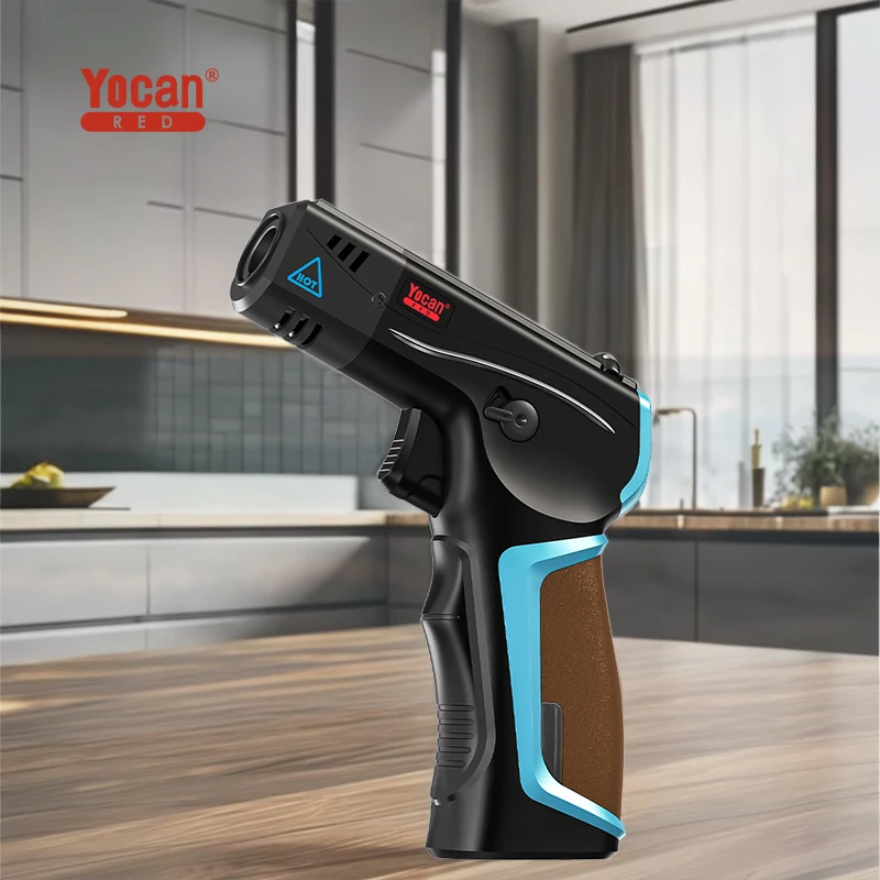 2024 New Design Portable Direct  Reusable Jet Blue Fire Flame Kitchen Baking Butane Torch Lighter
