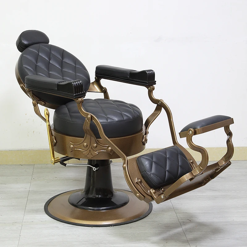 Luxury classics style beauty hair salon hairdressing chair heavy duty black and gold barber chairs