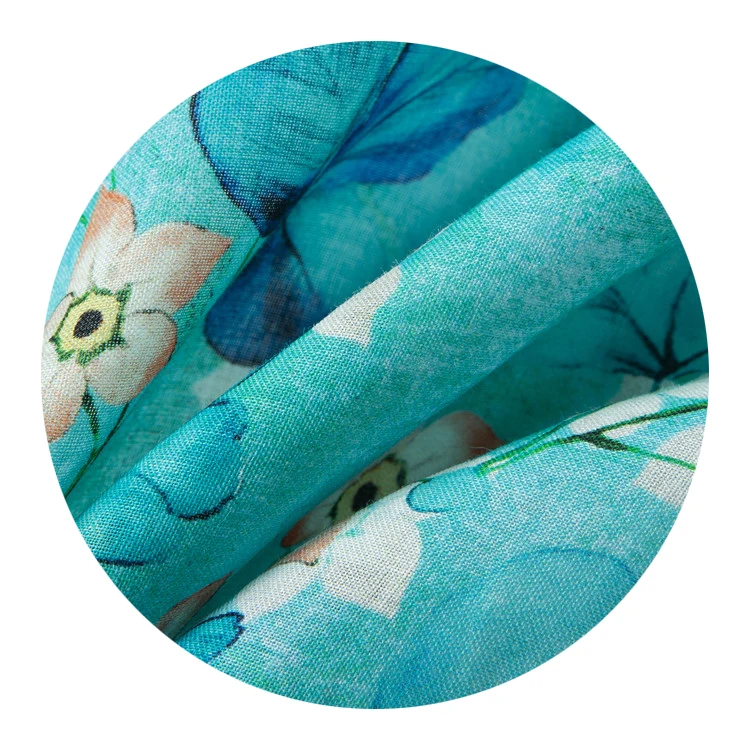 Clothes fabric custom print  cotton linen fabric for dresses