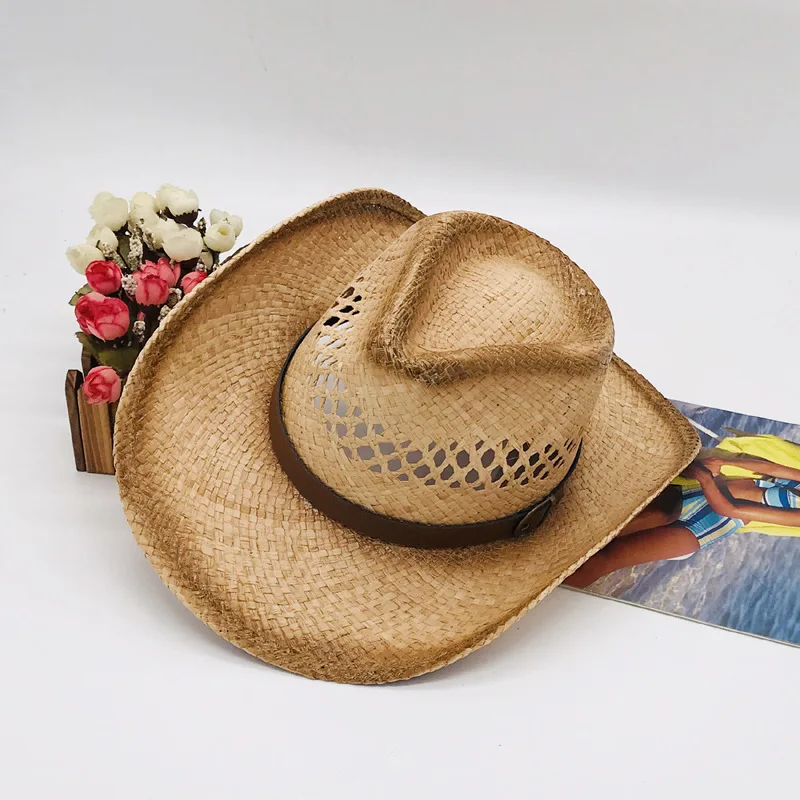 Women Summer Foldable Palm Leaf Cowboy