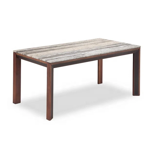 
Modern Simple Style Wooden High Gloss Marble Dining Tables Set Square Design Fashionable Wooden Leg Table Dining Room Furniture 