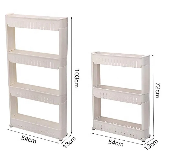 4 levels Slim Slide Out kitchen storage shelf hot sale kitchen plastic storage rack 4 tier storage rolling cart
