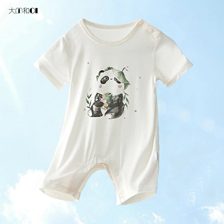 Baby jumpsuit summer thin short sleeved baby jumpsuit cute crawling suit newborn baby pullover boneless clothes