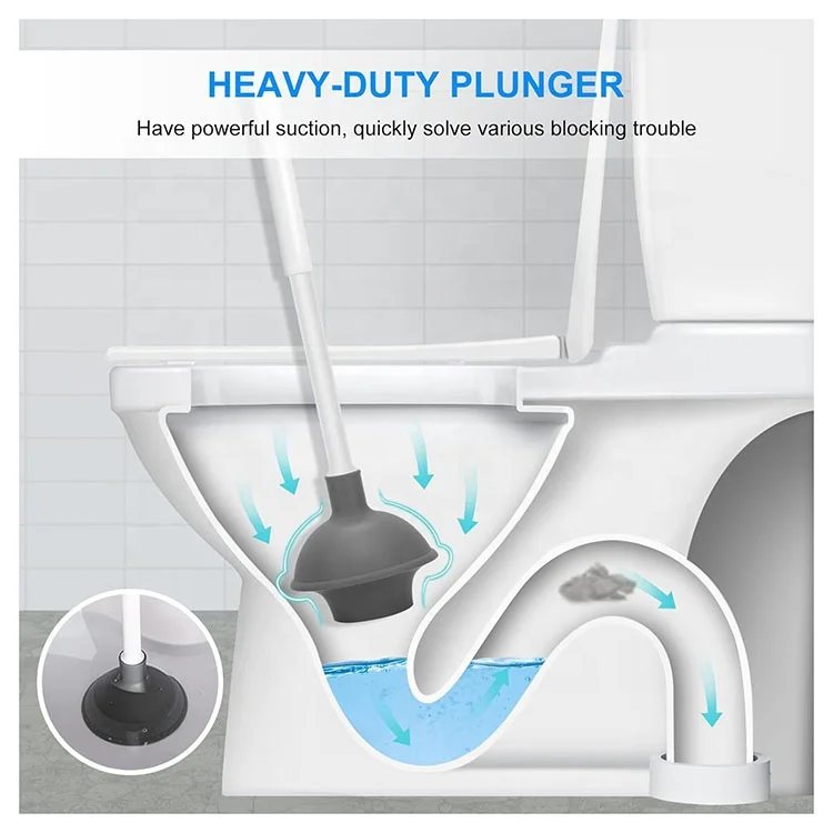 2 In 1 Toilet Plunger and Bowl Brush Combo Hidden Toilet Plunger and Brush with Holder for Bathroom Deeply Cleaning