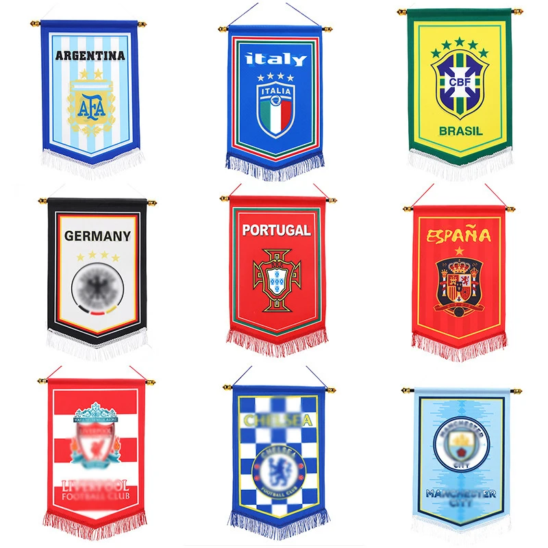 Wholesale football/soccer Cup custom design team sports hang flag football club pentagon flag in stock