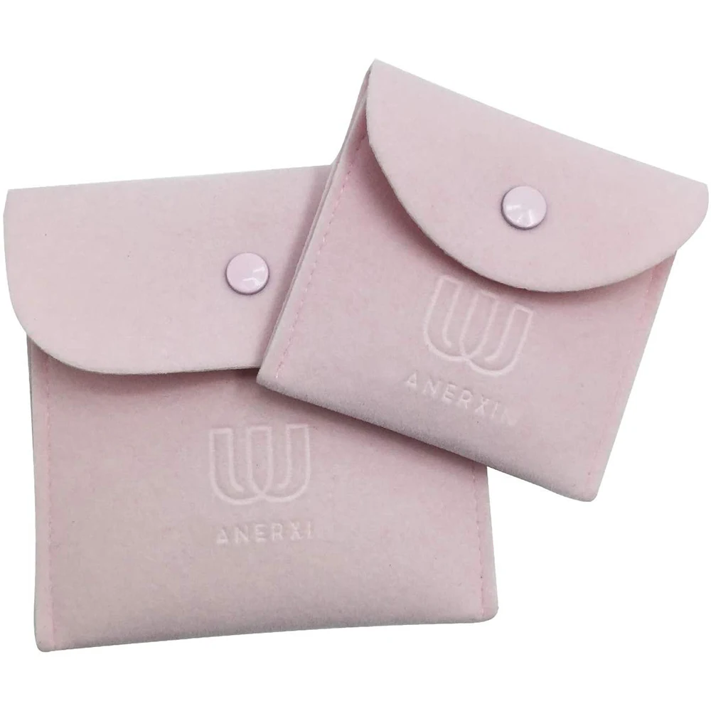 
Eco Friendly Small Cotton Suede Envelope Jewelry Pouch Custom Silk Jewlery Flat Gift Packag Bag Felt Leather Logo With Button 