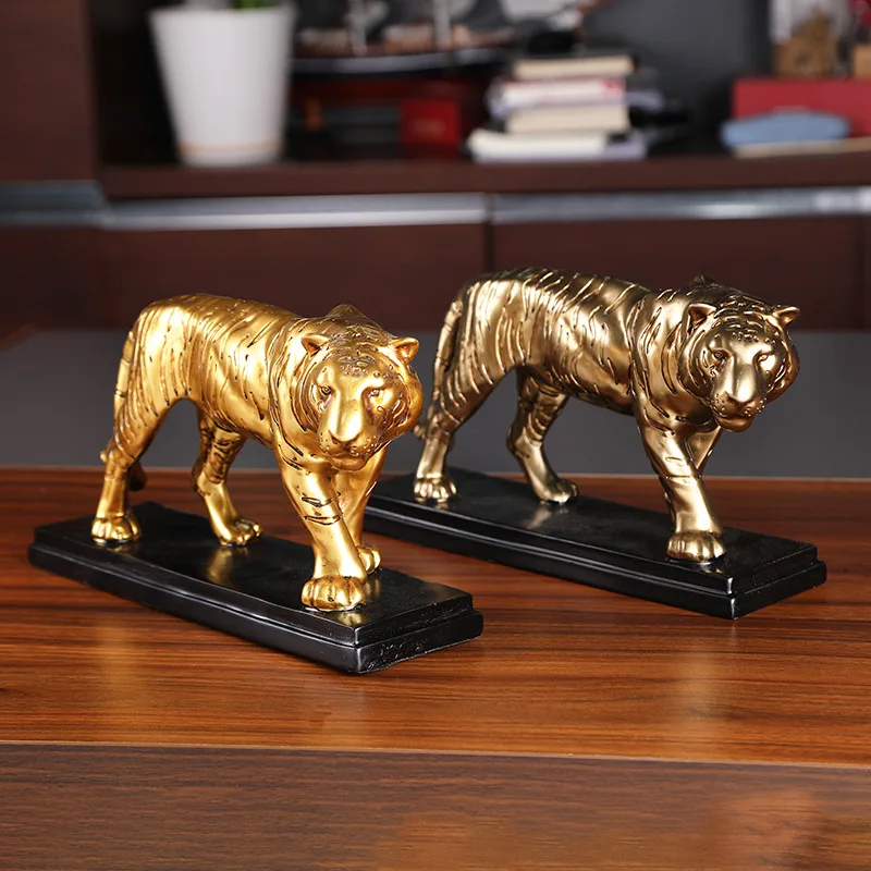2024 resin animal crafts American Tiger Leopard Decoration Living Room Office Table Crafts Leopard Sculpture Resin Tiger Statue