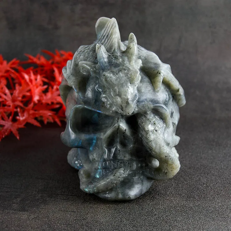 High Quality Crystal Obsidian Skulls Hand Carved Skulls With Snake Carved