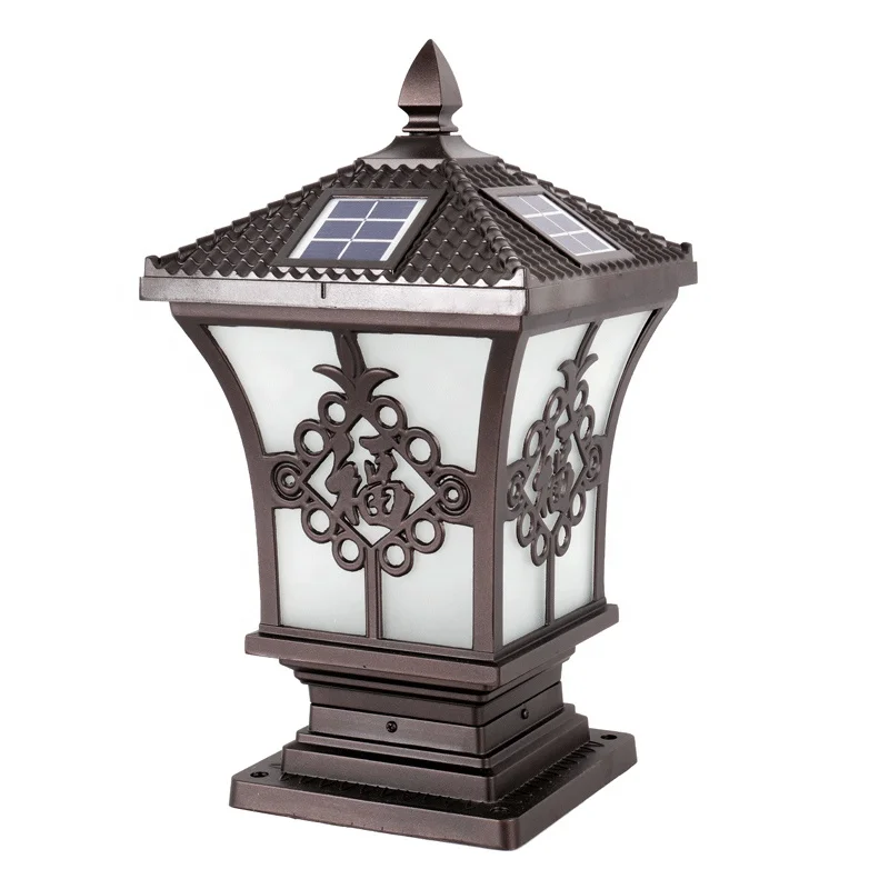 IP65 waterproof outdoor high lumen solar gate post pillar light led