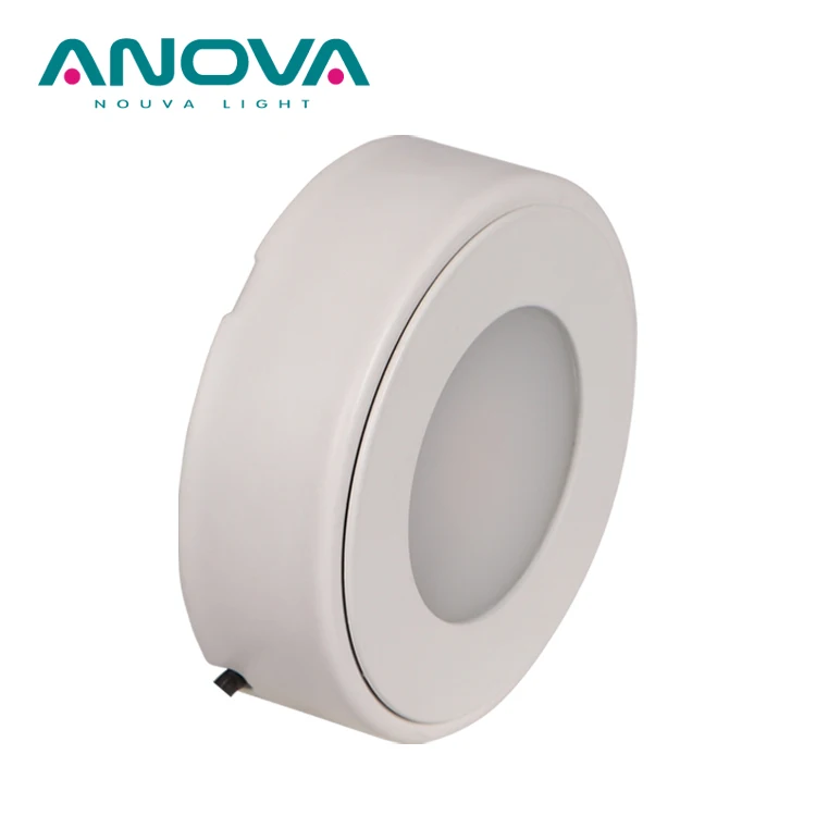 Cutout 10mm Surface Mounted Led under cabinet Lights super thin Round 3W kitchen display cabinet led