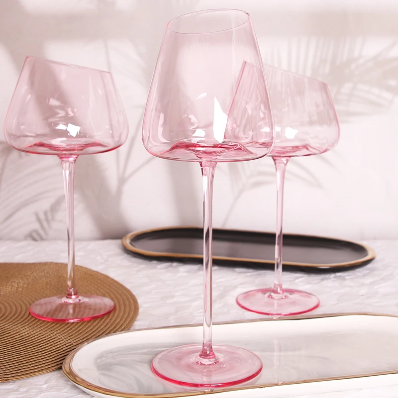 Lead Free Crystal Material Creative Design Wedding Used Flamingo Pink Color Wine Glass  Wine Cup  From Chinese glassware Factory