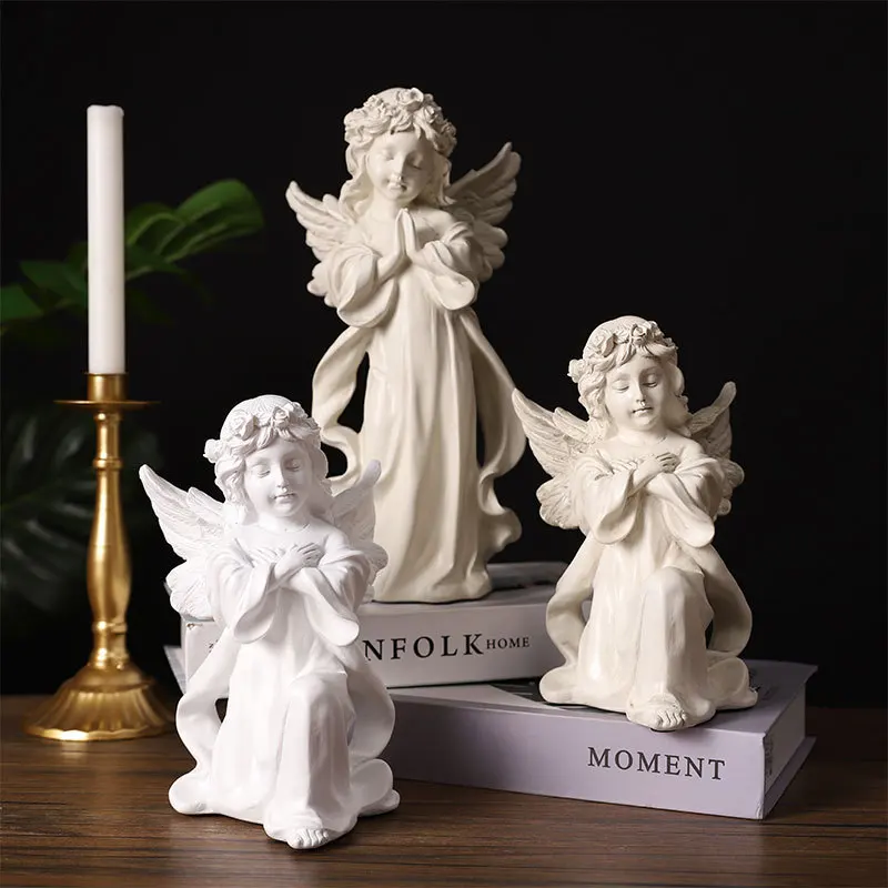 Simple Luxury Office Nordic Girl Prayer Angel Sculpture Model Room Crafts Decoration
